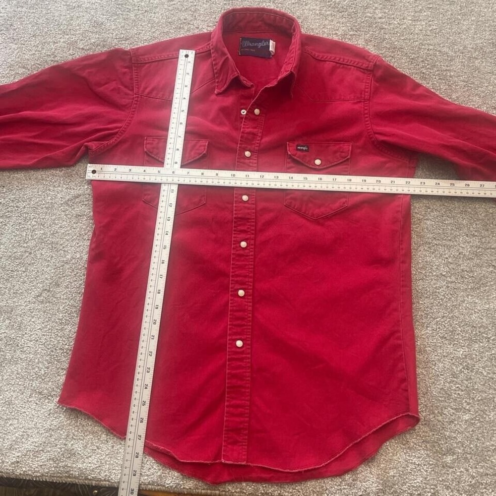 Vintage Red Wrangler X-Long Tails | Pearl  Snap Long Sleeve Made in the USA - Picture 4 of 7